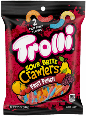 Trolli Sour Brite Crawlers Fruit Punch 5oz Peg Bag 12ct